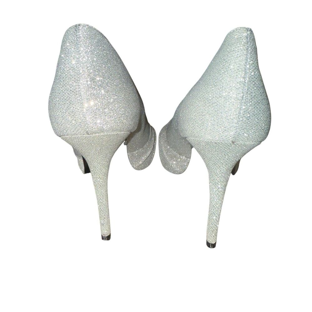 I MILLER Women’s Sparkly Silver Stiletto Peep Toe Pump Size 8.5 - Picture 4 of 8